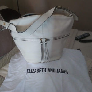 ELIZABETH AND JAMES WHITE LEATHER SHOULDER BAG